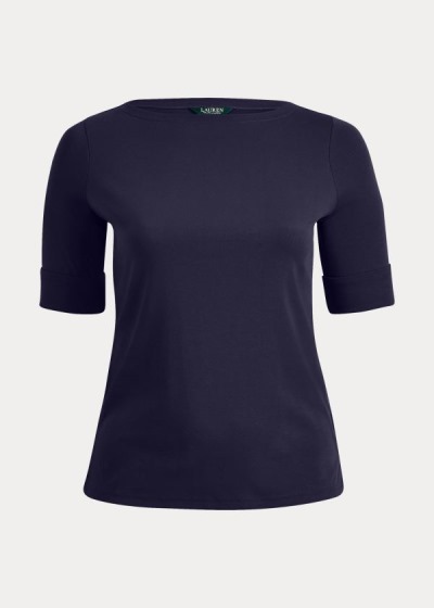 Tops Ralph Lauren Mujer Azul Marino - Stretch Cotton Boatneck - SDNXK0835